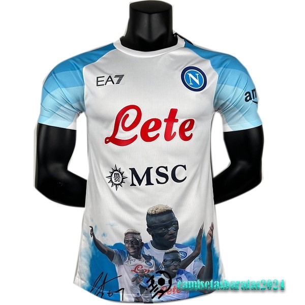 Replicas Tailandia Especial Jugadores Camiseta Napoli 2023 2024 Blanco I Azul