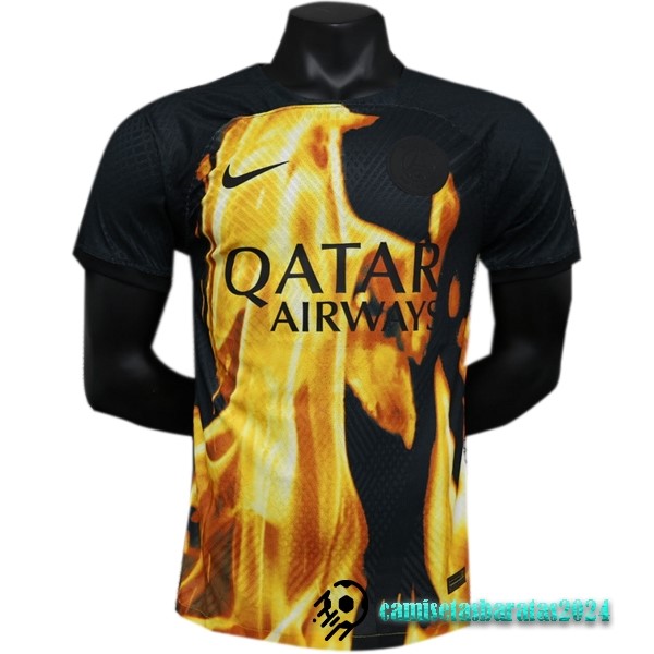 Replicas Tailandia Especial Jugadores Camiseta Paris Saint Germain 2023 2024 Negro Amarillo