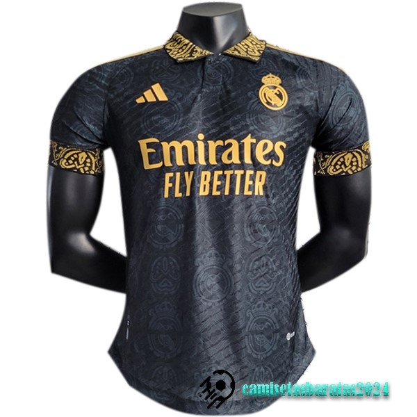 Replicas Tailandia Especial Jugadores Camiseta Real Madrid 2023 2024 Negro Amarillo