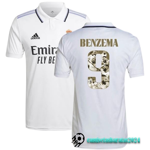 Replicas Tailandia NO.9 Benzema Casa Camiseta Real Madrid 2022 2023 Blanco