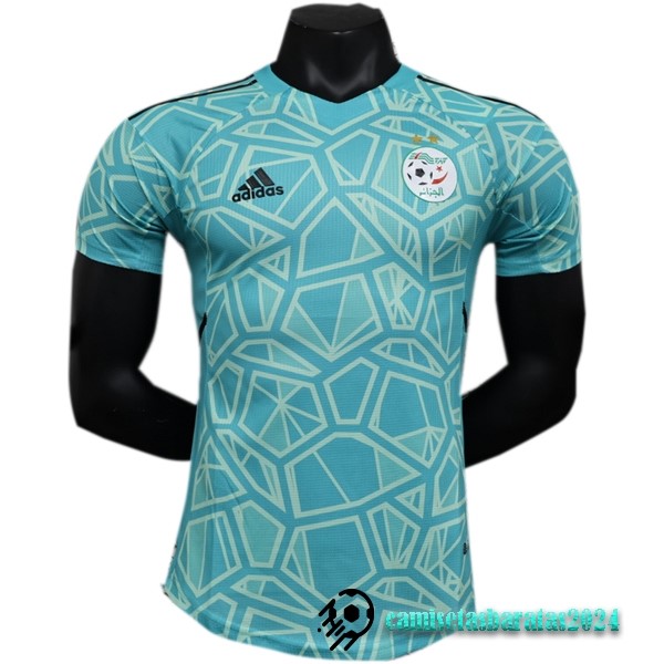 Replicas Tailandia Portero Jugadores Camiseta Argelia 2023 Azul Verde