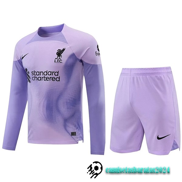 Replicas Tailandia Portero Manga Larga Conjunto De Hombre Liverpool 2022 2023 Purpura