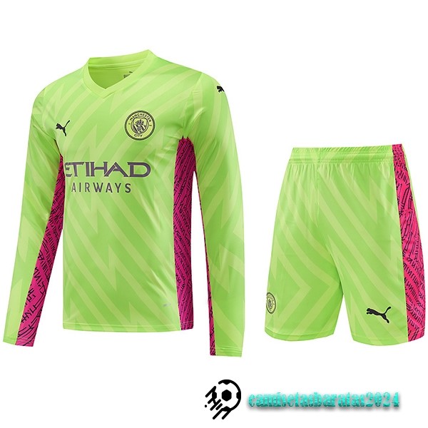 Replicas Tailandia Portero Manga Larga Conjunto De Hombre Manchester City 2023 2024 I Verde