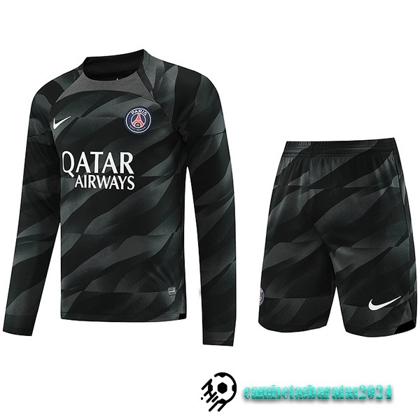 Replicas Tailandia Portero Manga Larga Conjunto De Hombre Paris Saint Germain 2023 2024 Negro