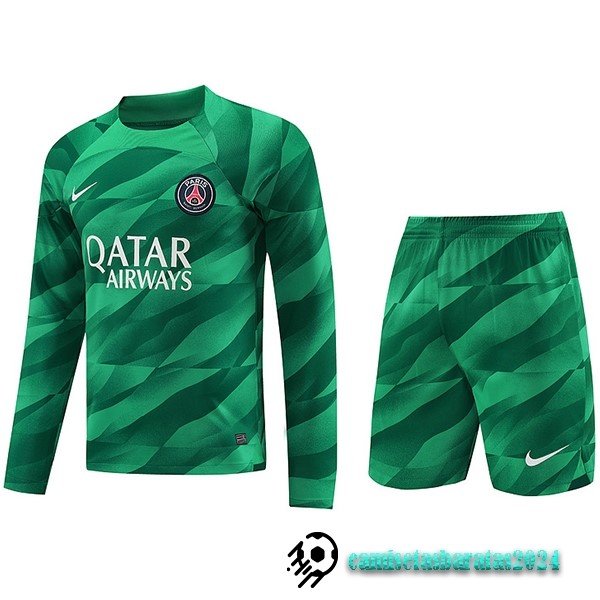 Replicas Tailandia Portero Manga Larga Conjunto De Hombre Paris Saint Germain 2023 2024 Verde