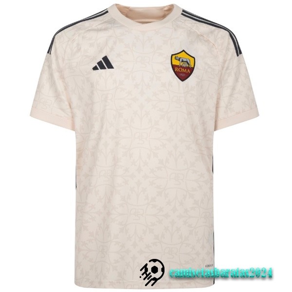 Replicas Tailandia Segunda Camiseta As Roma 2023 2024 Blanco Rosa