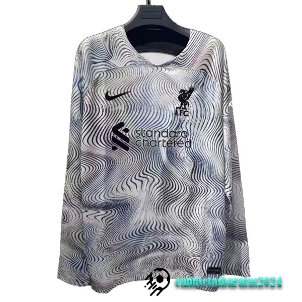 Replicas Tailandia Segunda Manga Larga Liverpool 2022 2023 Blanco