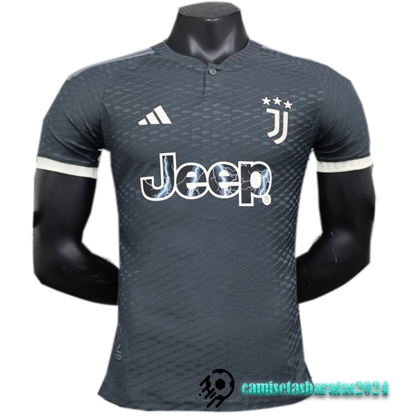 Replicas Tailandia Tercera Jugadores Camiseta Juventus 2023 2024 Gris Negro