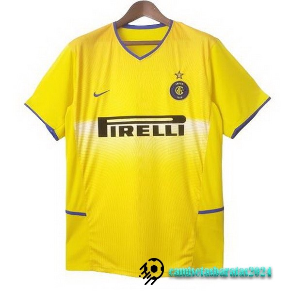 Replicas Tercera Camiseta Inter Milán Retro 2002 2003 Amarillo