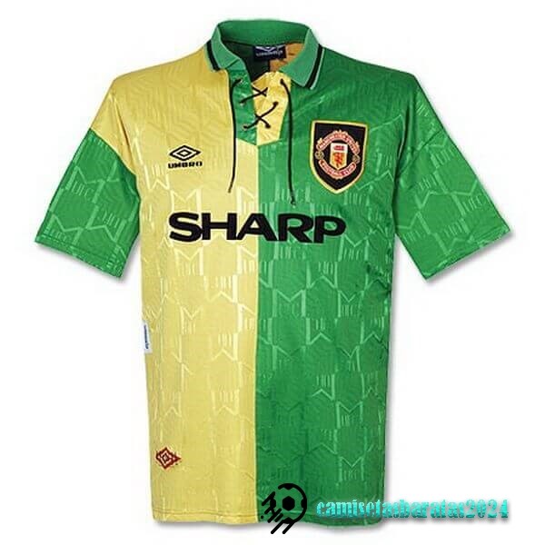 Replicas Tercera Camiseta Manchester United Retro 1992 1993 Verde Amarillo