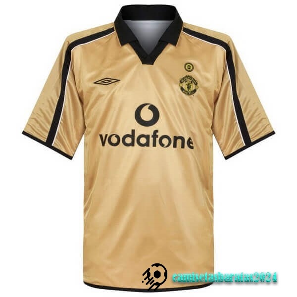 Replicas Tercera Camiseta Manchester United Retro 2001 2002 Amarillo