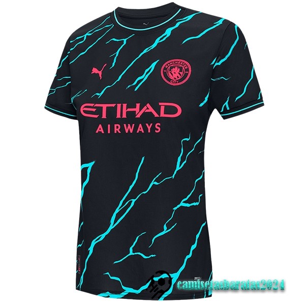 Replicas Tercera Camiseta Mujer Manchester City 2023 2024 Negro