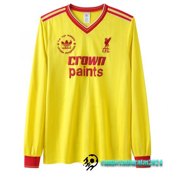 Replicas Tercera Manga Larga Liverpool Retro 1985 1986 Amarillo