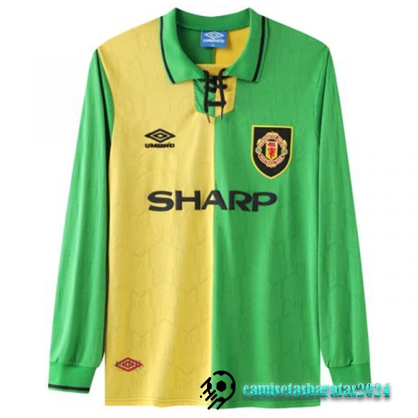 Replicas Tercera Manga Larga Manchester United Retro 1992 1994 Verde Amarillo