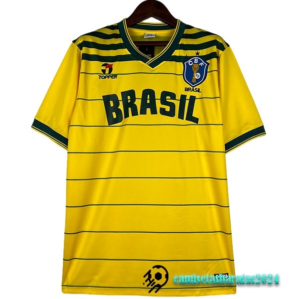 Replicas Casa Camiseta Brasil Retro 1984 Amarillo