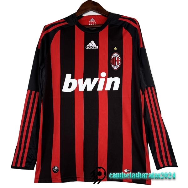 Replicas Casa Camiseta Manga Larga AC Milan Retro 2008 2009 Rojo