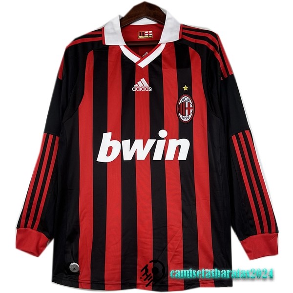 Replicas Casa Camiseta Manga Larga AC Milan Retro 2009 2010 Rojo