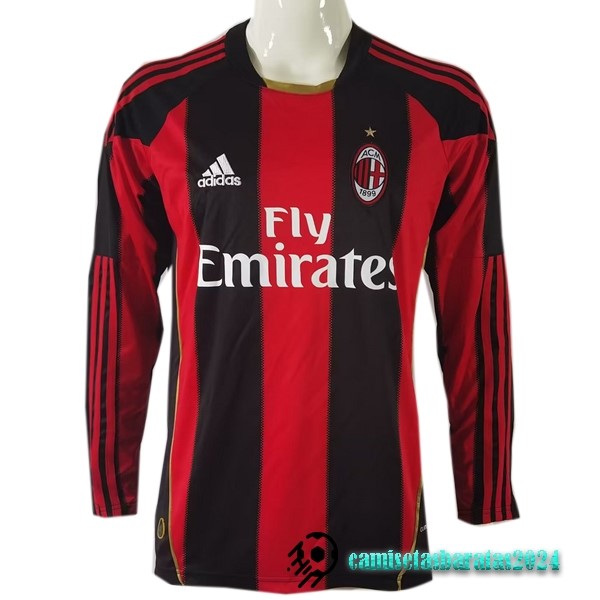 Replicas Casa Camiseta Manga Larga AC Milan Retro 2010 2011 Rojo