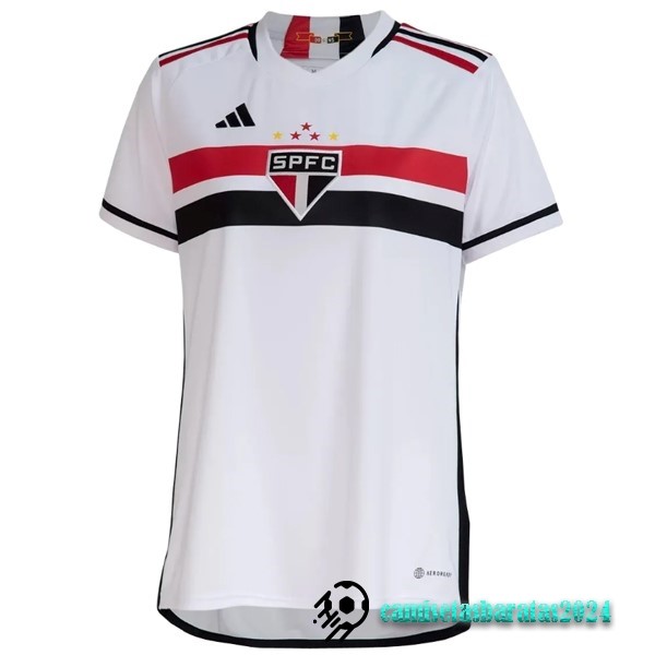 Replicas Casa Camiseta Mujer São Paulo 2023 2024 Blanco