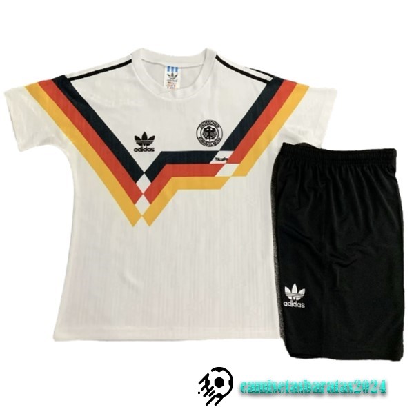 Replicas Casa Conjunto De Niños Alemania Retro 1990 Blanco