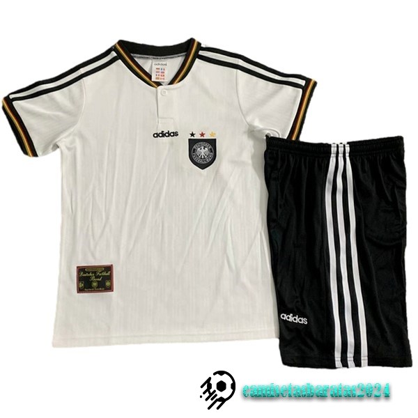 Replicas Casa Conjunto De Niños Alemania Retro 1996 Blanco