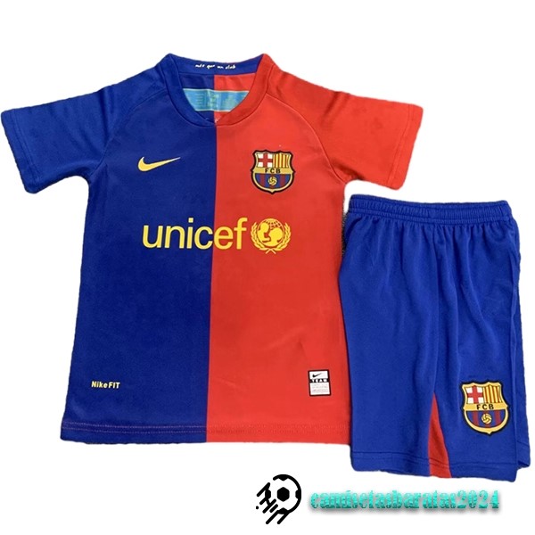 Replicas Casa Conjunto De Niños Barcelona Retro 2008 2009 Rojo Azul