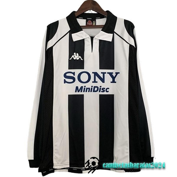 Replicas Casa Manga Larga Juventus Retro 1997 1998 Negro Blanco