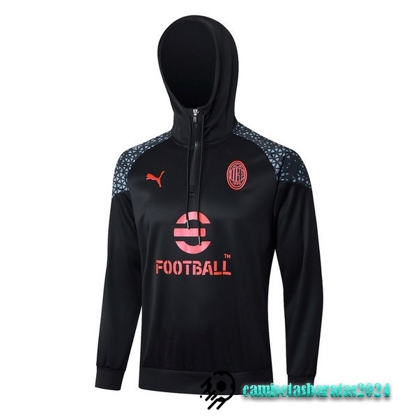 Replicas Chaqueta Con Capucha AC Milan 2023 2024 Negro Rojo