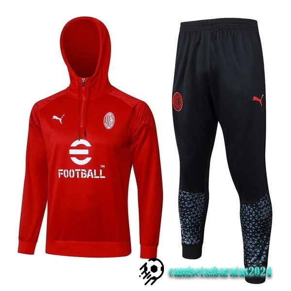 Replicas Conjunto Completo Chaqueta Con Capucha AC Milan 2023 2024 Rojo Negro