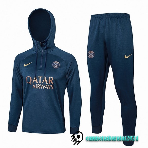 Replicas Conjunto Completo Chaqueta Con Capucha Niños Paris Saint Germain 2023 2024 Azul II Marino