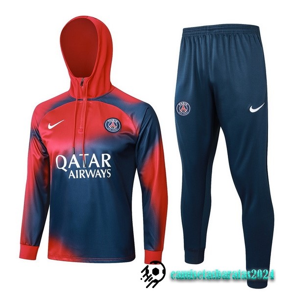 Replicas Conjunto Completo Chaqueta Con Capucha Niños Paris Saint Germain 2023 2024 Rojo Azul