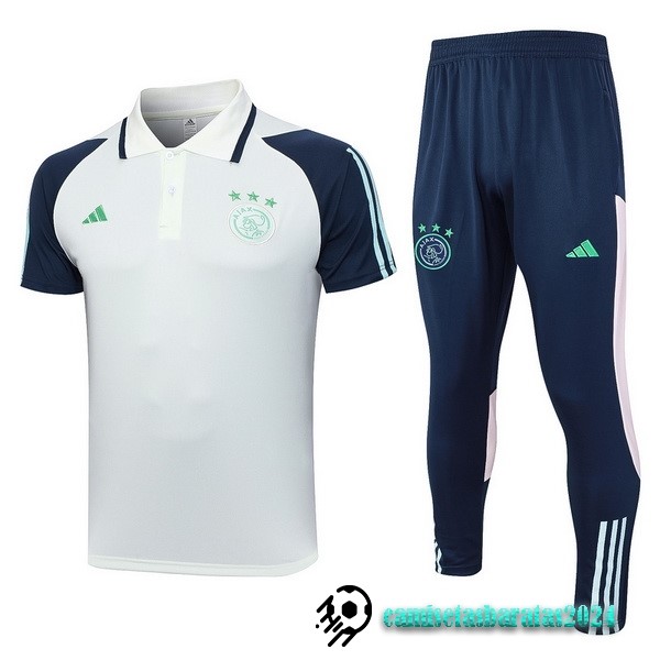 Replicas Conjunto Completo Polo Ajax 2023 2024 Blanco Azul