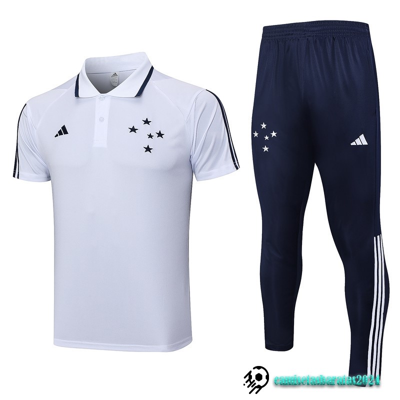 Replicas Conjunto Completo Polo Cruzeiro 2023 2024 Blanco Azul Marino