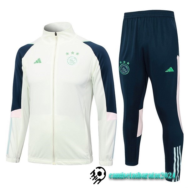 Replicas Conjunto Completo Ropa Deportiva Con Cremallera Larga Ajax 2023 2024 Verde Claro Azul