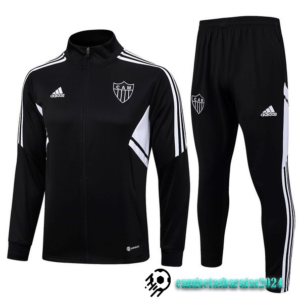 Replicas Conjunto Completo Ropa Deportiva Con Cremallera Larga Atlético Mineiro 2023 2024 Negro Blanco