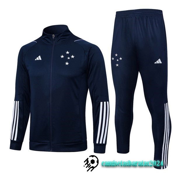 Replicas Conjunto Completo Ropa Deportiva Con Cremallera Larga Cruzeiro 2023 2024 Azul Marino