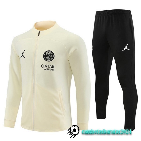 Replicas Conjunto Completo Ropa Deportiva Con Cremallera Larga Paris Saint Germain 2023 2024 Amarillo I Negro