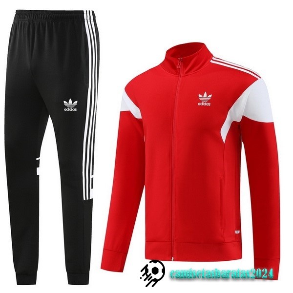 Replicas Conjunto Completo Ropa Deportiva Con Cremallera Larga adidas 2023 Negro Rojo Blanco