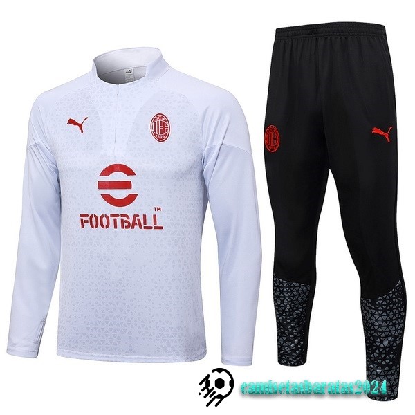 Replicas Conjunto Completo Sudadera Entrenamiento AC Milan 2023 2024 Blanco II Negro Rojo