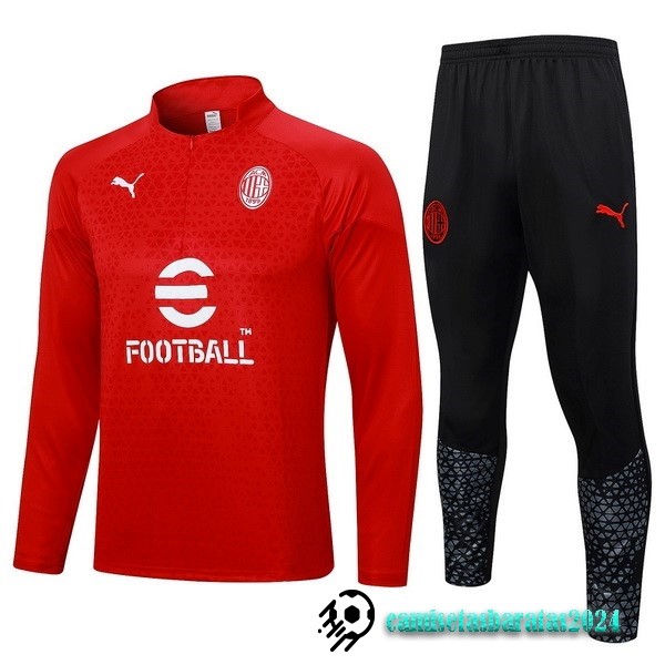 Replicas Conjunto Completo Sudadera Entrenamiento AC Milan 2023 2024 Rojo IIII Negro