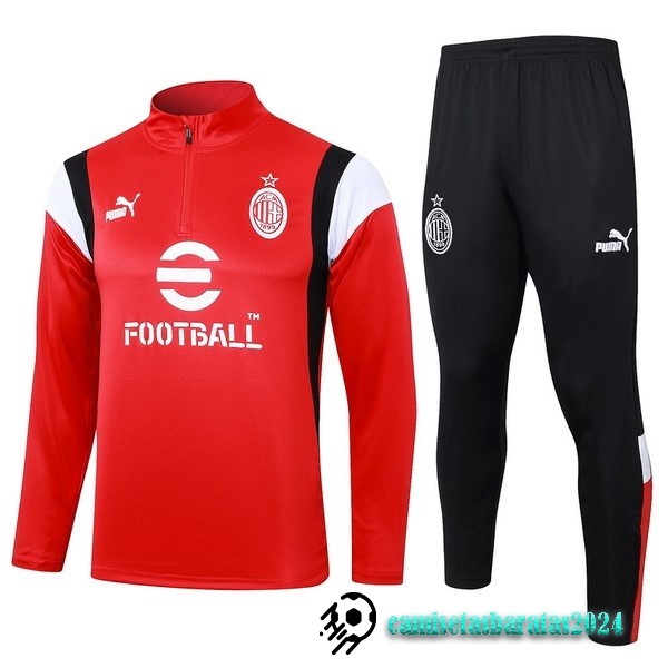 Replicas Conjunto Completo Sudadera Entrenamiento AC Milan 2023 2024 Rojo I Negro Blanco