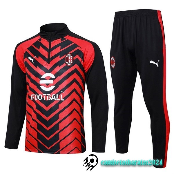 Replicas Conjunto Completo Sudadera Entrenamiento AC Milan 2023 2024 Rojo Negro Blanco