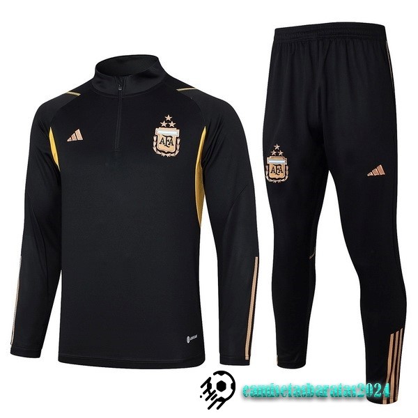 Replicas Conjunto Completo Sudadera Entrenamiento Argentina 2023 Negro II Amarillo