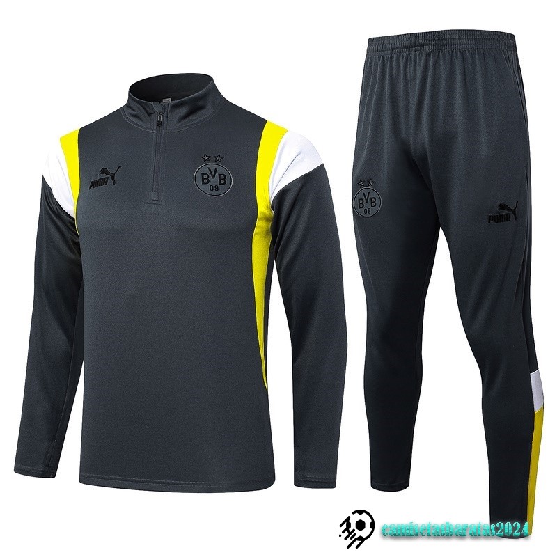 Replicas Conjunto Completo Sudadera Entrenamiento Borussia Dortmund 2023 2024 Gris Amarillo