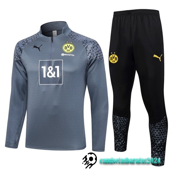 Replicas Conjunto Completo Sudadera Entrenamiento Borussia Dortmund 2023 2024 Gris Claro Negro