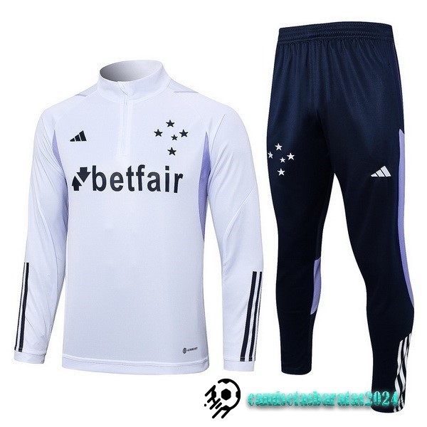 Replicas Conjunto Completo Sudadera Entrenamiento Cruzeiro 2023 2024 Blanco Azul Marino