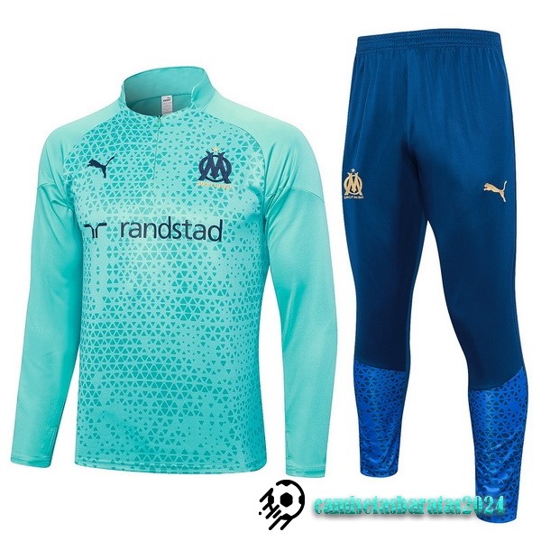 Replicas Conjunto Completo Sudadera Entrenamiento Niños Marsella 2023 2024 Verde Azul