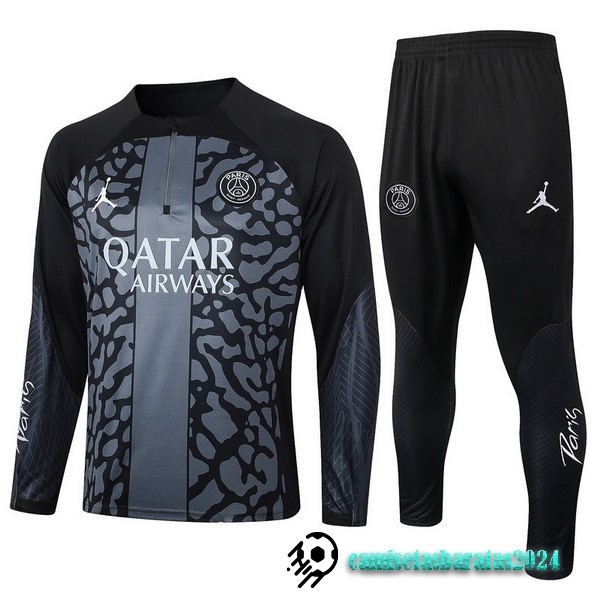 Replicas Conjunto Completo Sudadera Entrenamiento Niños Paris Saint Germain 2023 2024 Gris I Negro