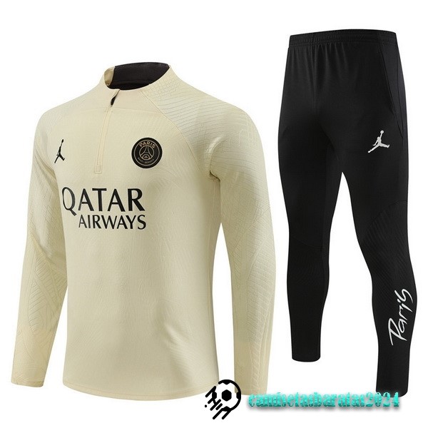 Replicas Conjunto Completo Sudadera Jugadores Entrenamiento Niños Paris Saint Germain 2023 2024 Amarillo Negro