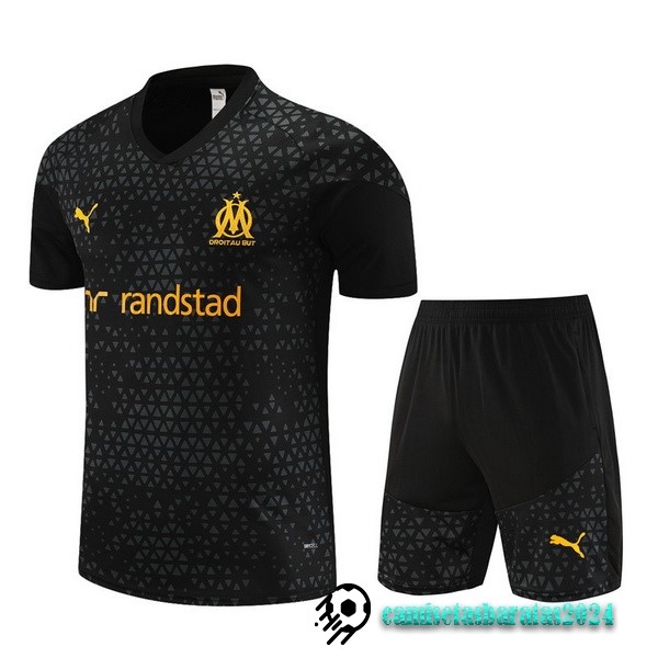 Replicas Entrenamiento Conjunto Completo Niños Marsella 2023 2024 Negro Amarillo